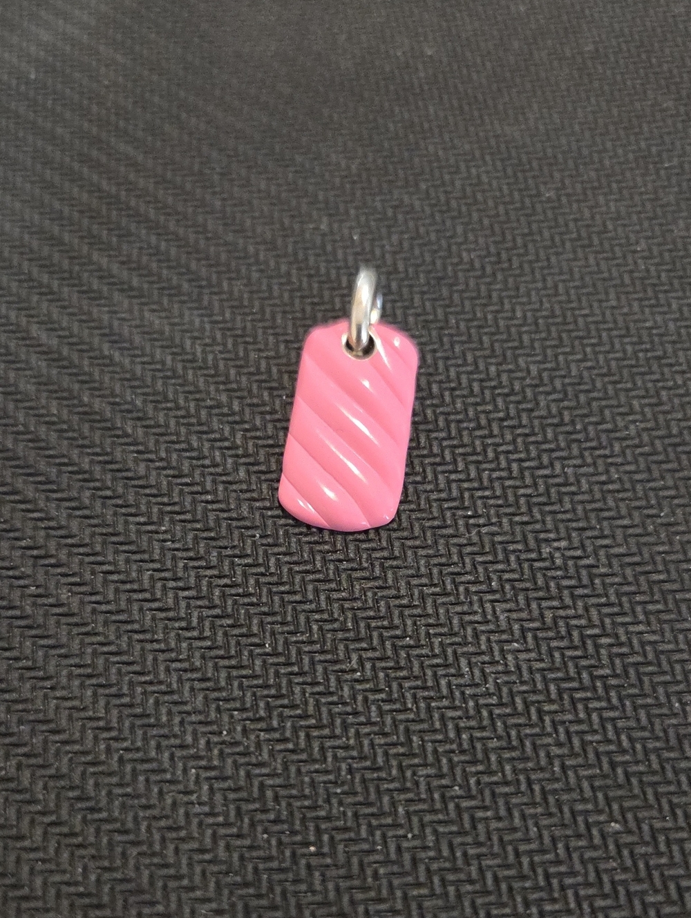 David Yurman Pink Enamel Striped Rectangle Pendant Charm